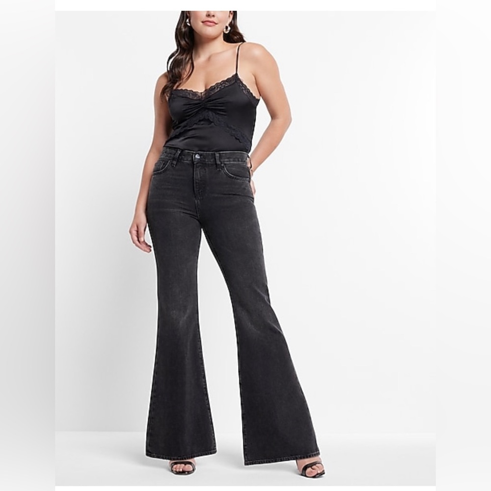 Express Black High-Rise Flare Jeans